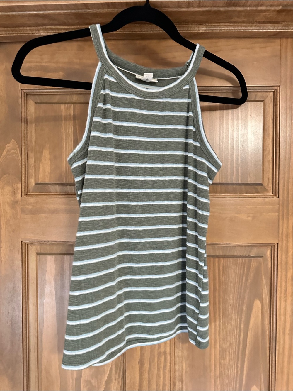 a.n.a Olive Green and White Striped Halter Tank